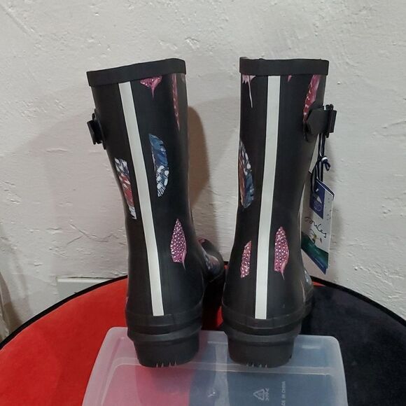 Joules Molly Welly Rubber Rain Boots in Feather Black Size 10 - Picture 8 of 16